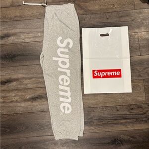 Supreme Heather Gray Joggers with White Logo